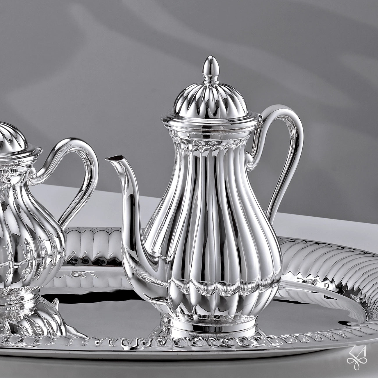 Cafetieră din Argint 925, Model Meridiani, 6 Persoane, Mâner Argint Masiv, 21 cm