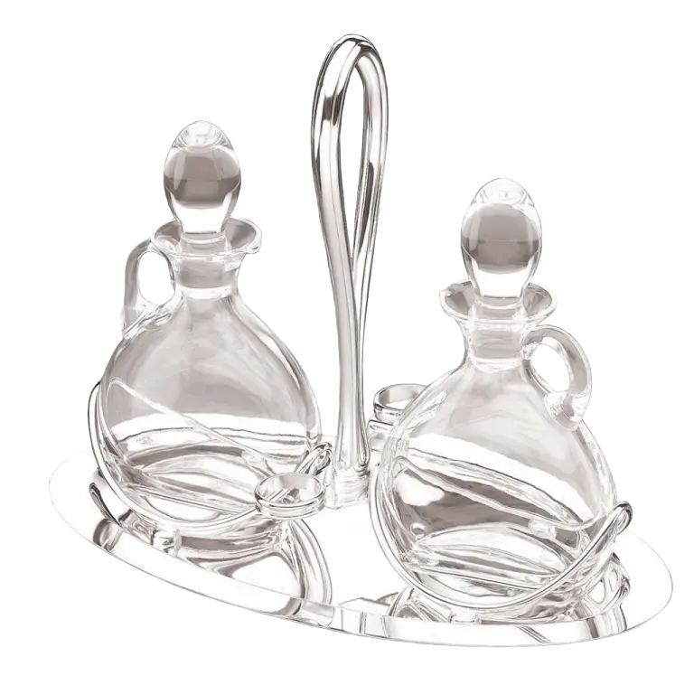 Suport Olivieră Argintat, Design Oval, Model Inglese, 23 x 13 cm