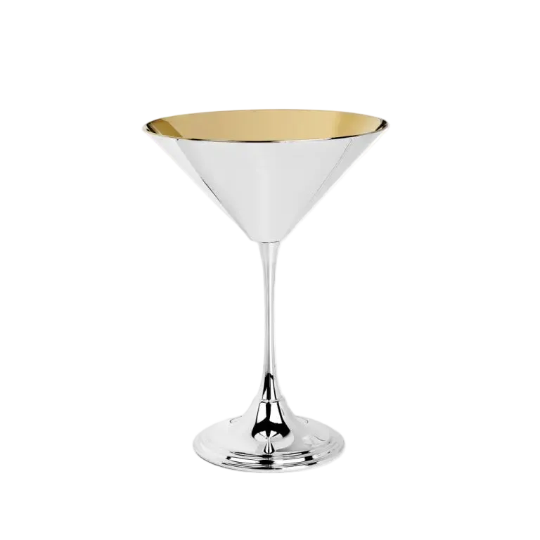 Cupă Martini Argintată cu Interior Aurit, 12 cm, Handmade Italy