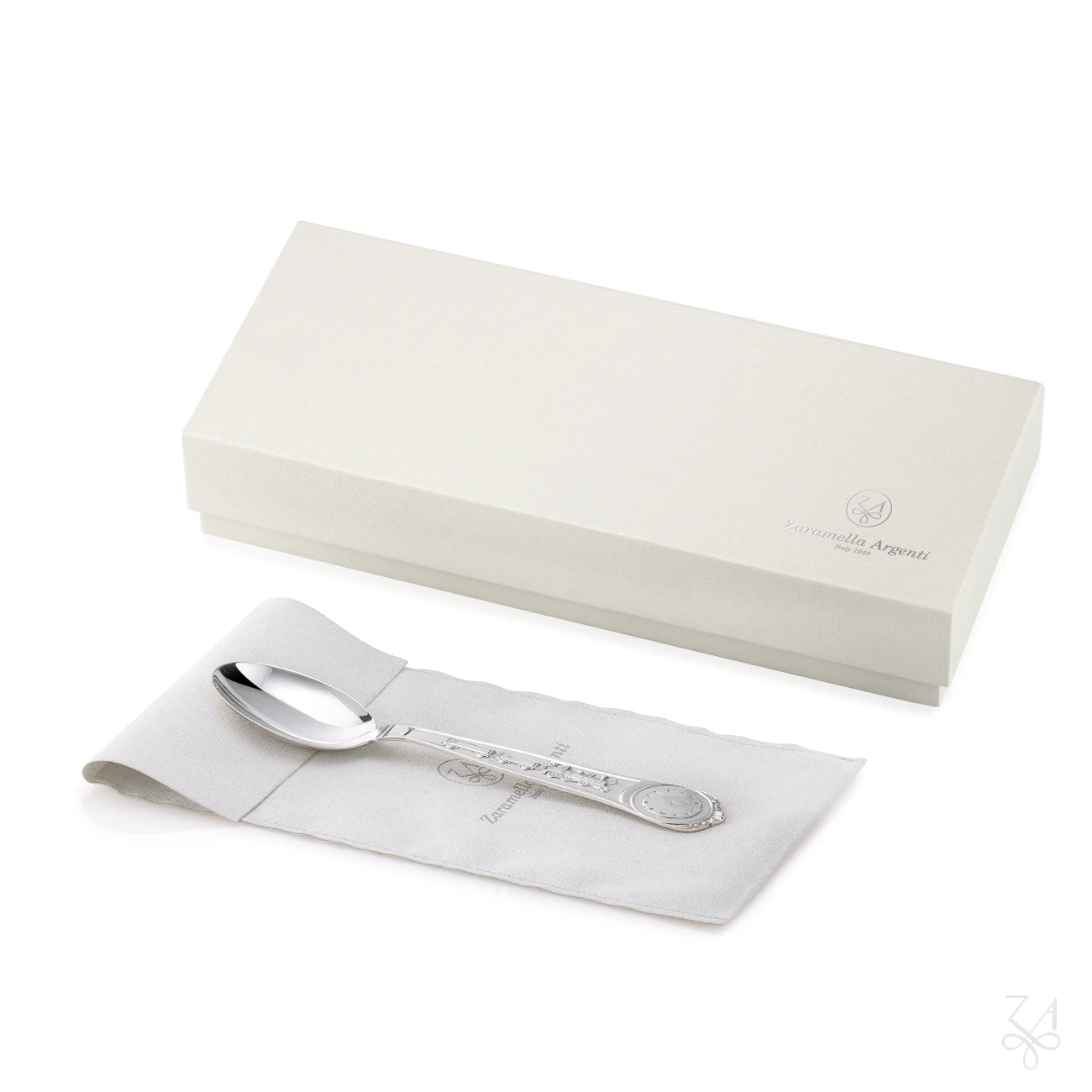 Linguriță pentru Bebeluși din Argint 925, Model Little Chick and Clock, Personalizabilă