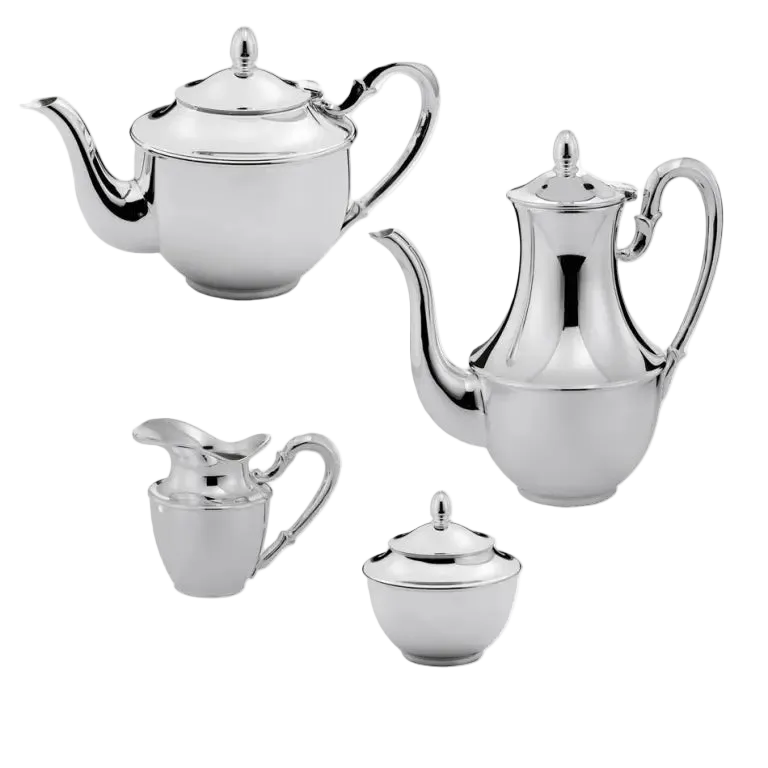 Set Cafea și Ceai Ponchielli din Argint 925, 6 Persoane, 4 Piese, Finisaj Lucios