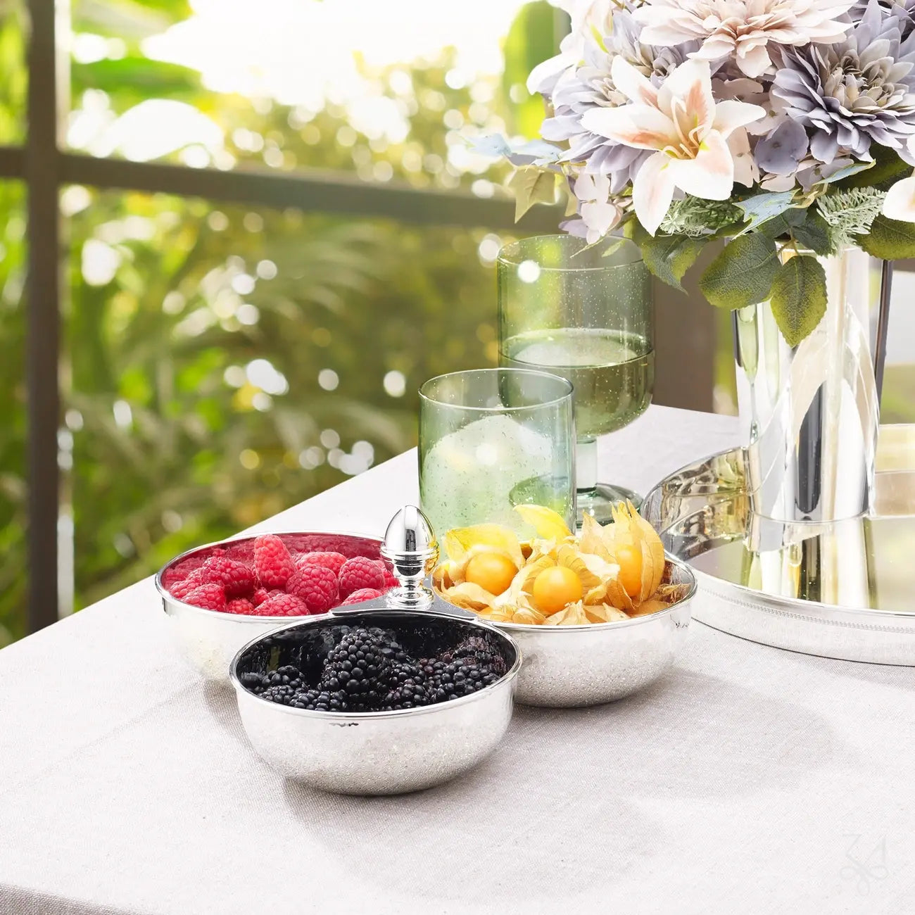 Set 3 Boluri Circulare Unite din Argint 925, 510g, Finisaj Lucios