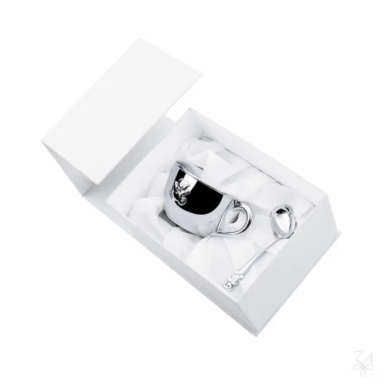 Set Cadou pentru Bebeluși din Argint 925, Model Pappa, 2 Piese (Bol și Linguriță Îndoită), 169g