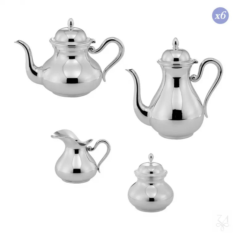 Set Cafea și Ceai Donizetti din Argint 925, 6 Persoane, 4 Piese, Finisaj Lucios