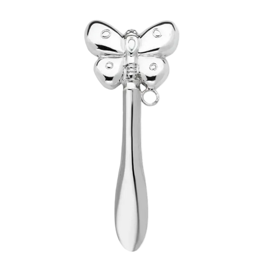 Jucărie Zornăitoare din Argint 925, cu Mâner, Model Butterfly