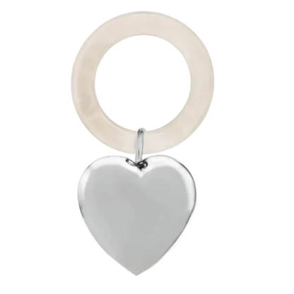 Jucărie Zornăitoare din Argint 925, cu Inel din Sidef, Model Heart