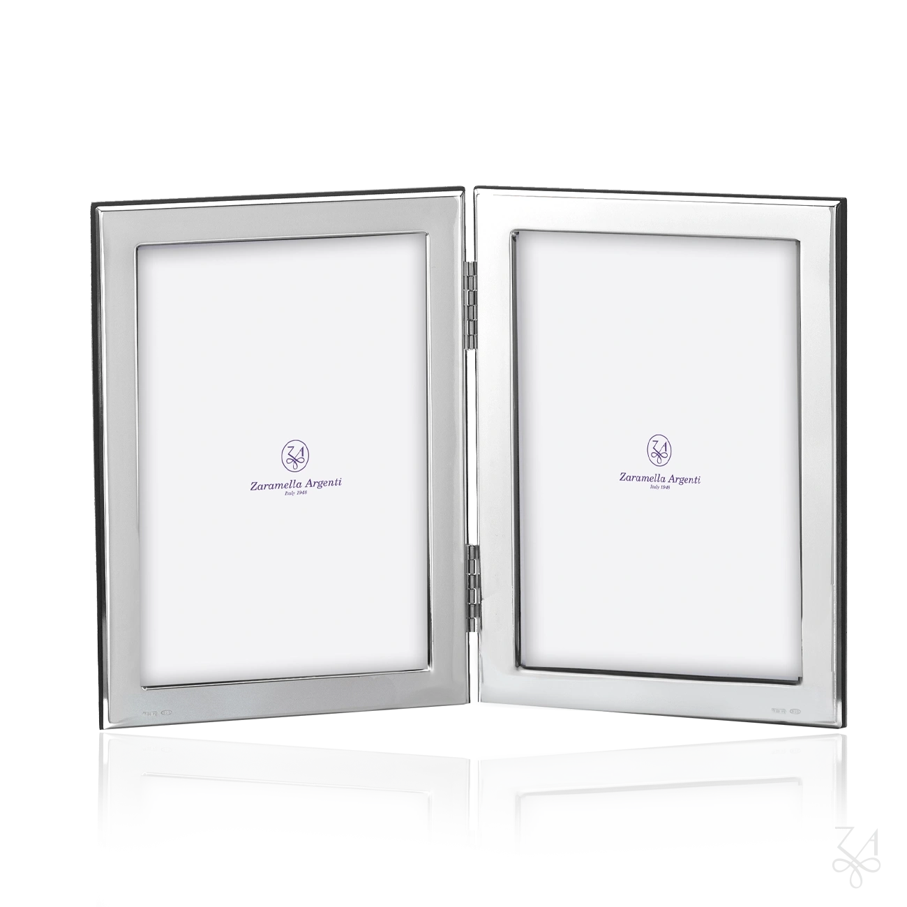 Ramă Foto Dublă din Argint 925, Model King & Queen, 2 x (10x15) cm, Bordură Îngustă