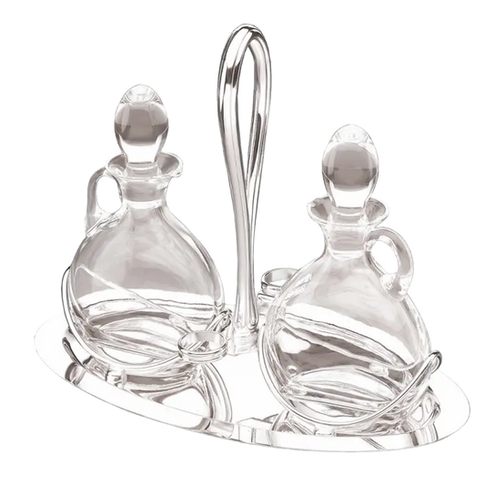Suport Olivieră Argintat, Design Oval, Model Inglese, 23 x 13 cm