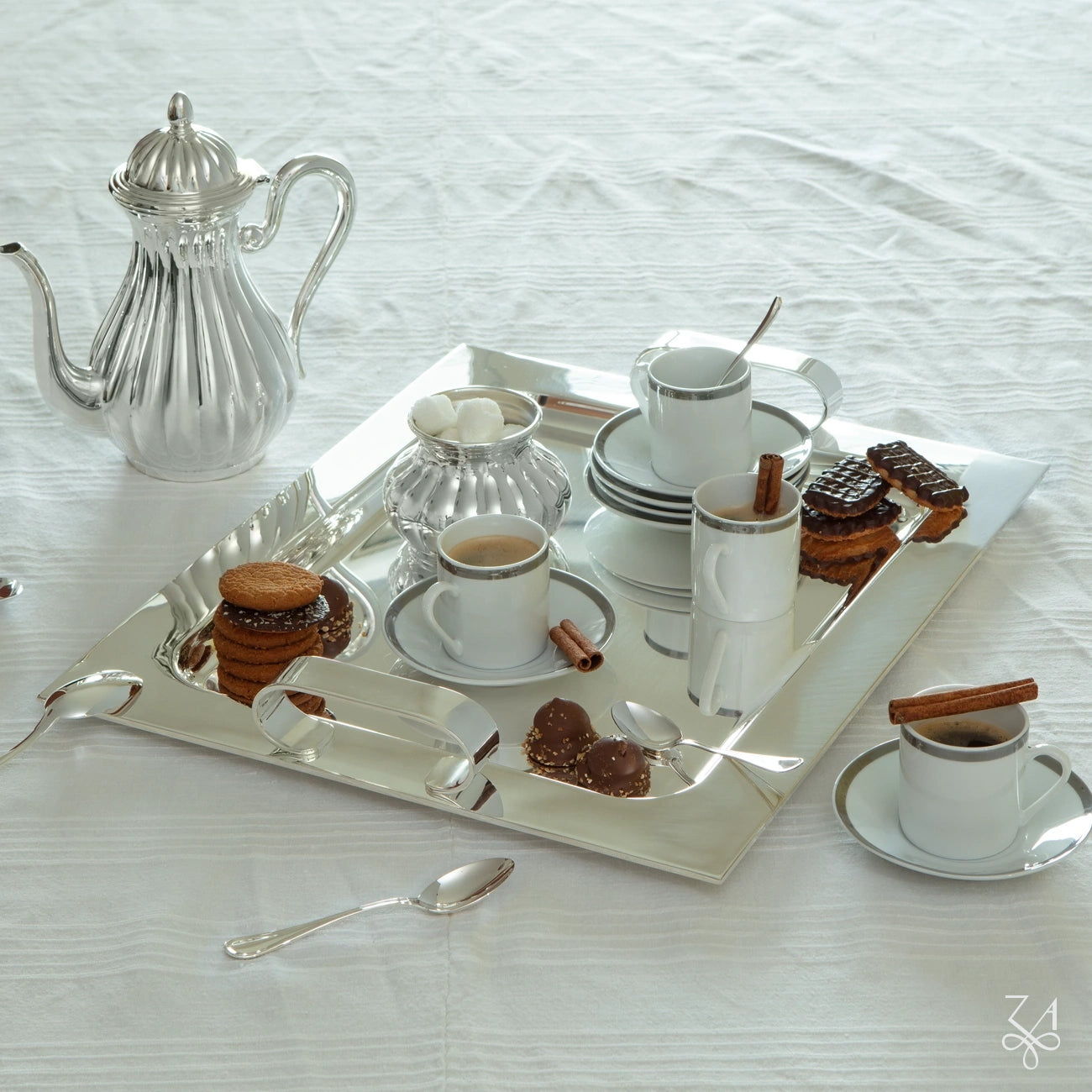 Tavă cu Mânere Argintată, Design Dreptunghiular, 45.5 x 34.5 cm, Handmade Italia
