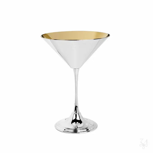 Cupă Martini Argintată cu Interior Aurit, 12 cm, Handmade Italy