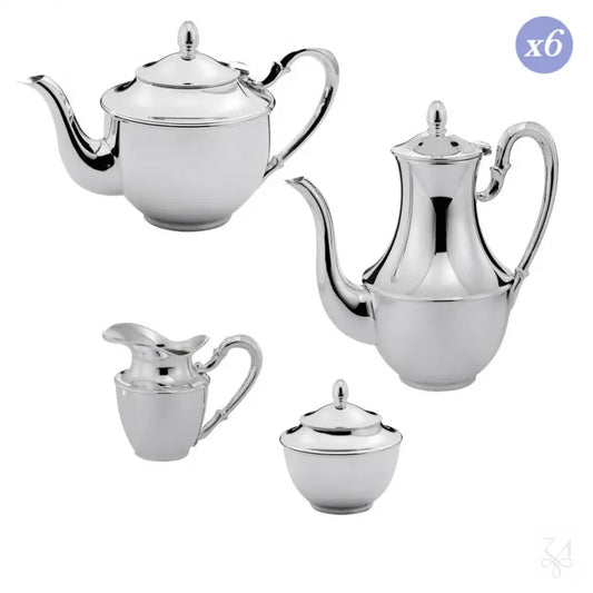 Set Cafea și Ceai Ponchielli din Argint 925, 6 Persoane, 4 Piese, Finisaj Lucios