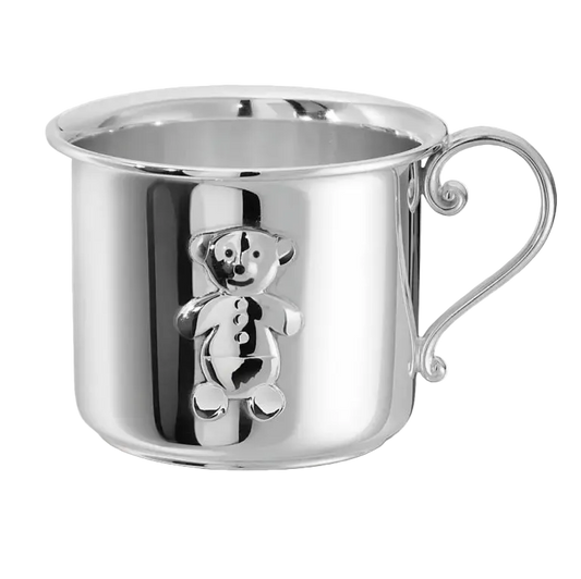 Set Cadou pentru Bebeluși din Argint 925, Model Kikko, 3 Piese (Cană, Linguriță Curbată, Inel Șervețel)