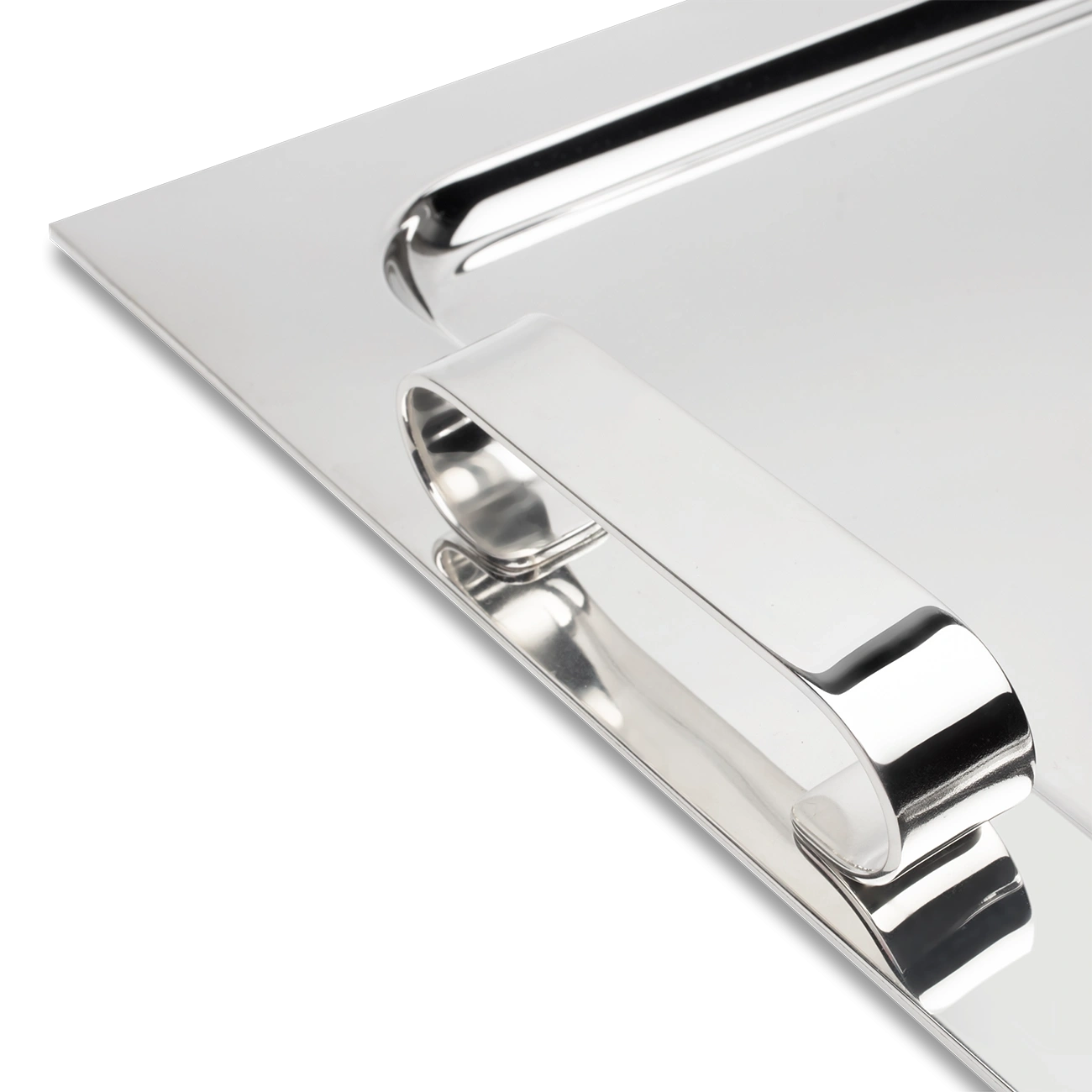 Tavă cu Mânere Argintată, Design Dreptunghiular, 45.5 x 34.5 cm, Handmade Italia