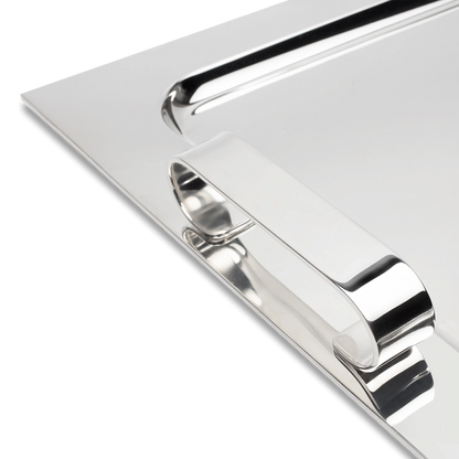 Tavă cu Mânere Argintată, Design Dreptunghiular, 45.5 x 34.5 cm, Handmade Italia