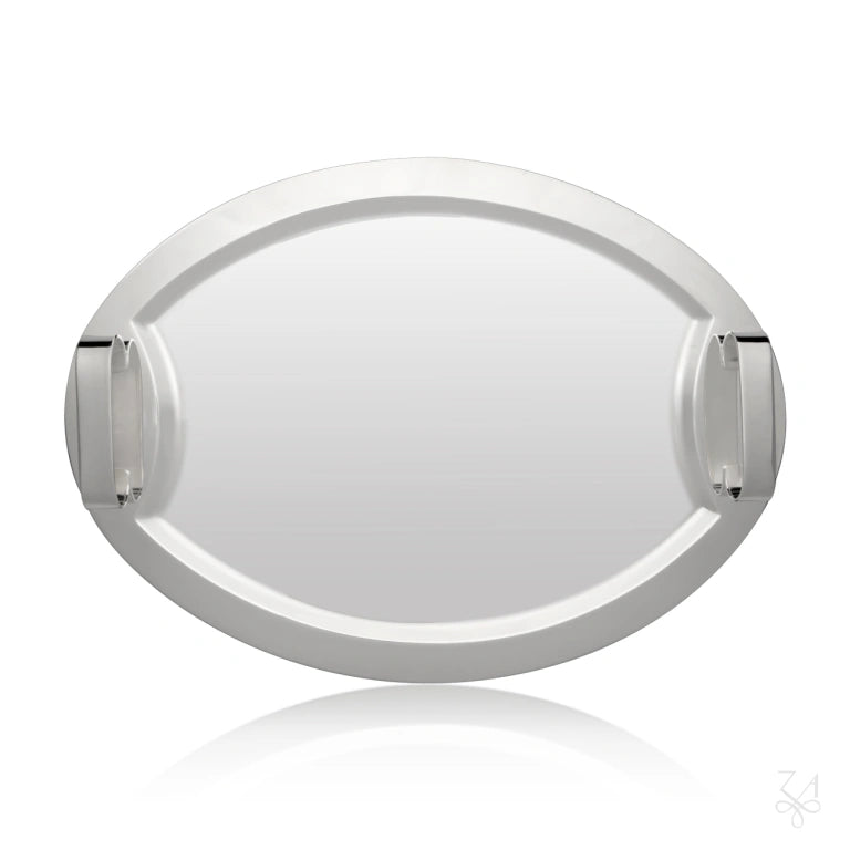 Tavă cu Mânere Argintată, Design Oval, 54 x 39 cm