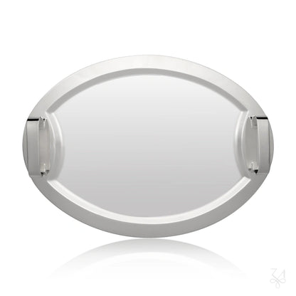Tavă cu Mânere Argintată, Design Oval, 54 x 39 cm