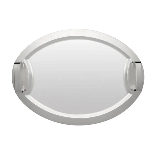 Tavă cu Mânere Argintată, Design Oval, 54 x 39 cm